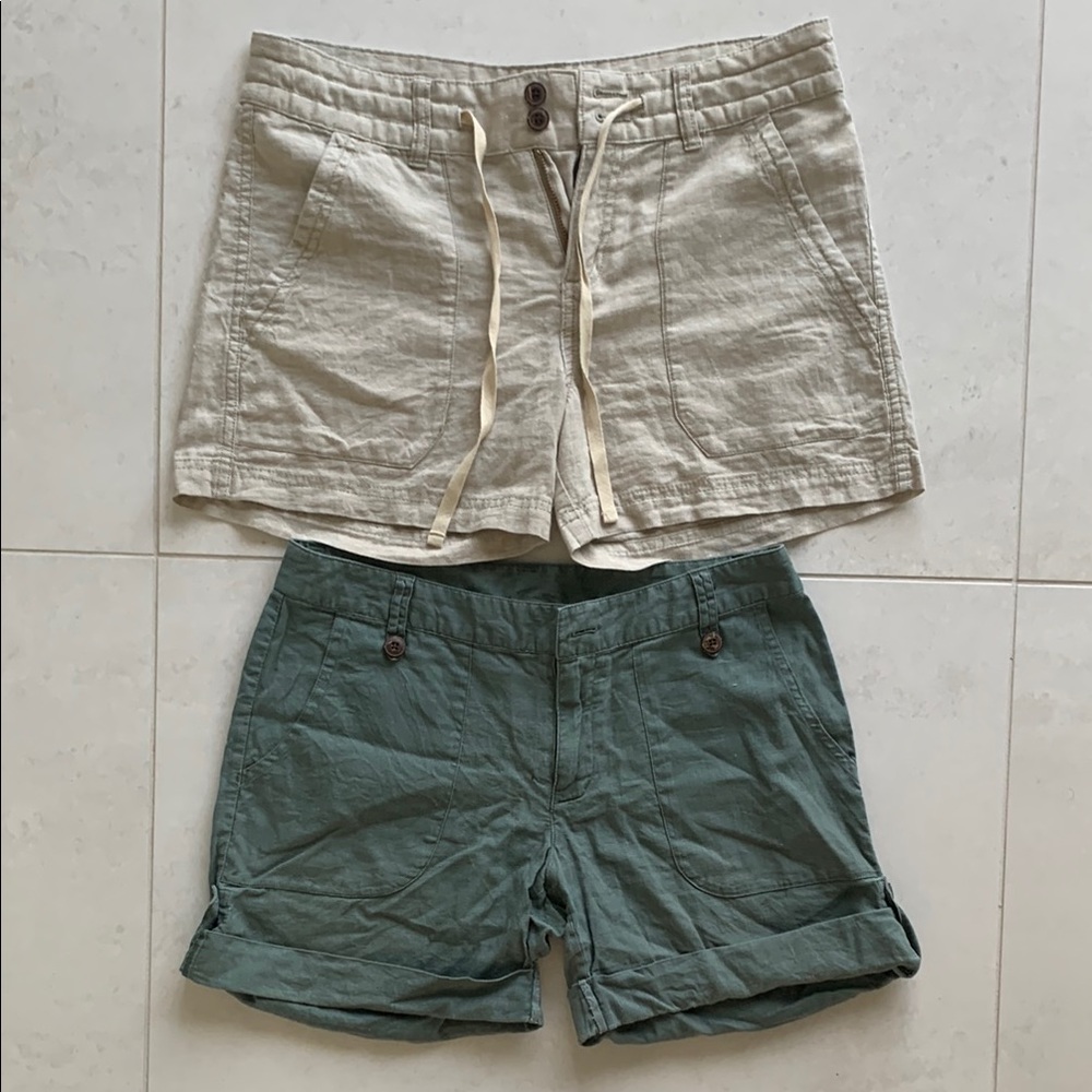 2-4-1 Patagonia woman’s hiking shorts hemp and organic cotton size 2 green cream